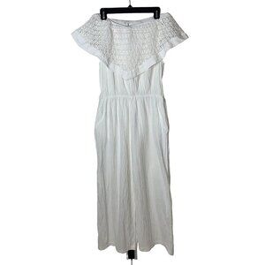 Leisure Living By Alice Martin Vintage Womens Jumpsuit Size M White Crochet Lace